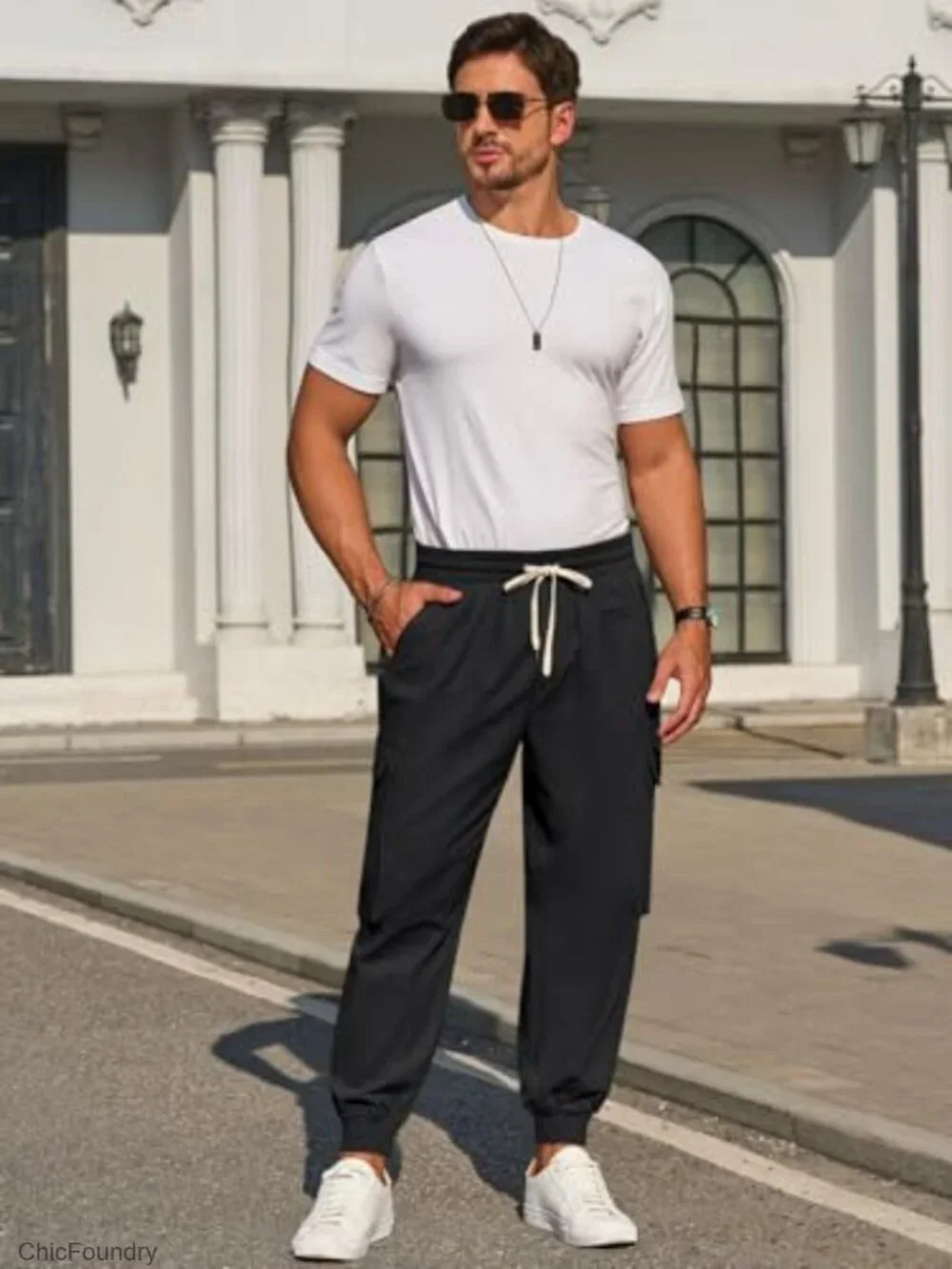 Men's Cotton Joggers Casual Baggy Tapered Sweatpants Cargo Multi-Pocket